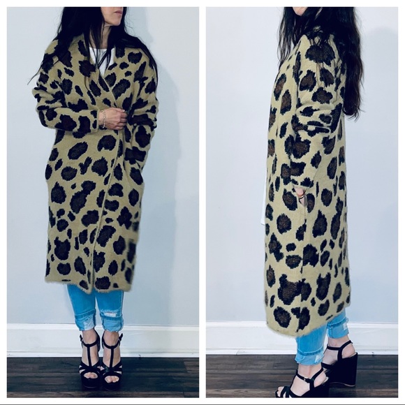 Chic sweater knit animal print soft long cardigan - Picture 4 of 6